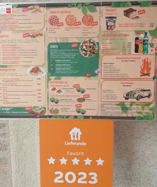 menu 2 of Pizza Garten Hannover