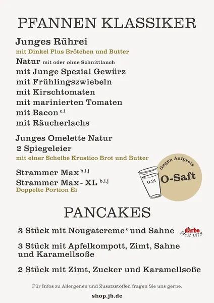 menu 2 of Junge Die Bäckerei