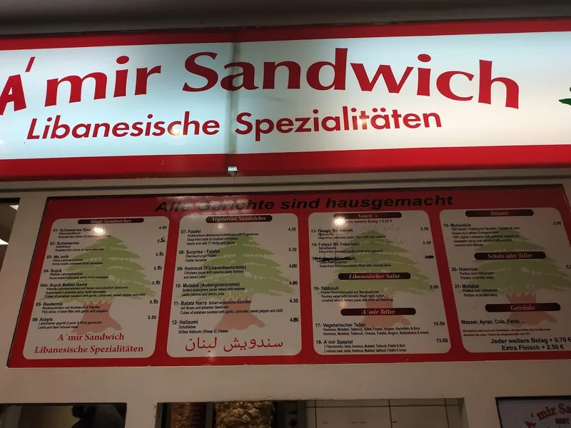 menu 1 of Amir Sandwich