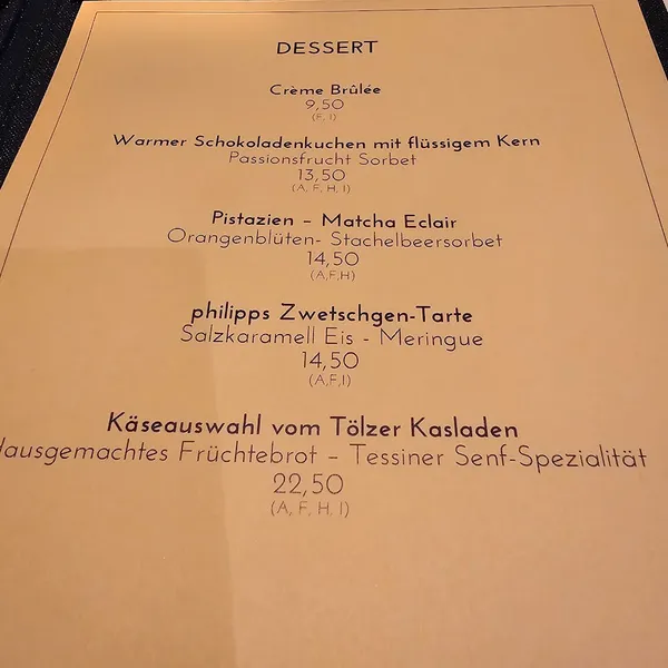 menu 0 of philipps Restaurant