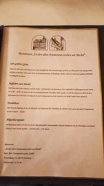 menu 2 of Restaurant Krameramtsstuben