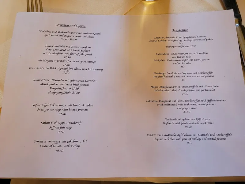 menu 1 of Deichgraf Restaurant
