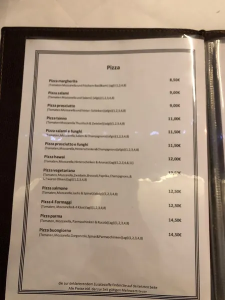 menu 2 of Buon Giorno