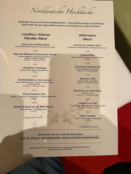 menu 2 of Landhaus Scherrer