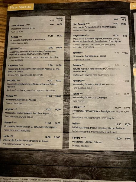 menu 2 of La Ruota - Integrale