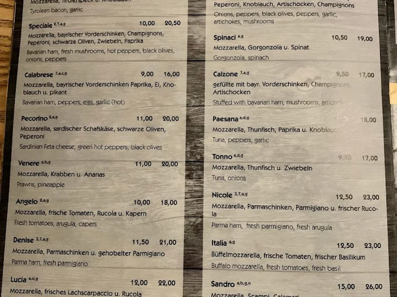 menu 2 of La Ruota - Integrale