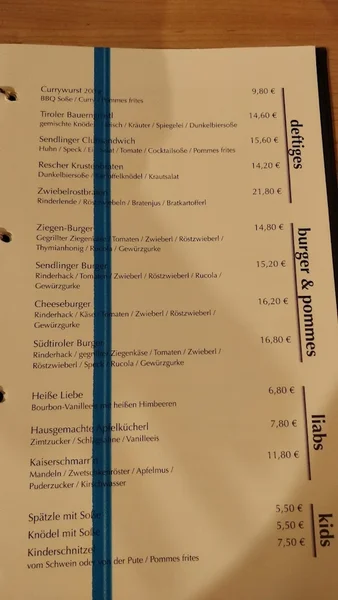 menu 1 of Sendlinger Augustiner