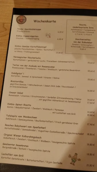 menu 2 of Sendlinger Augustiner