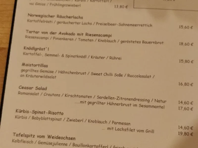 menu 2 of Sendlinger Augustiner