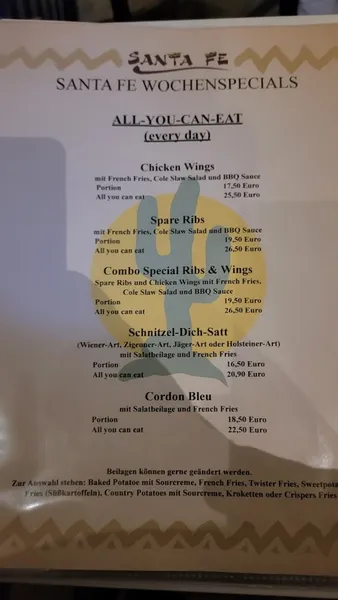 menu 0 of Santa Fe
