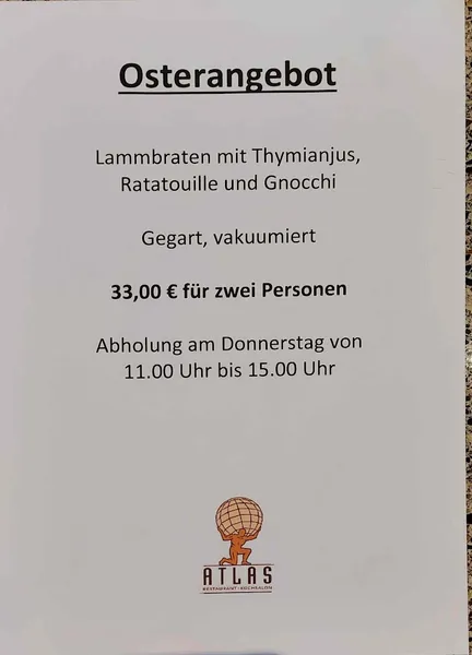 menu 0 of ATLAS Restaurant & Kochsalon
