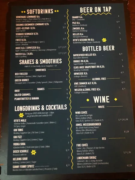 menu 1 of Otto's Burger - Lange Reihe