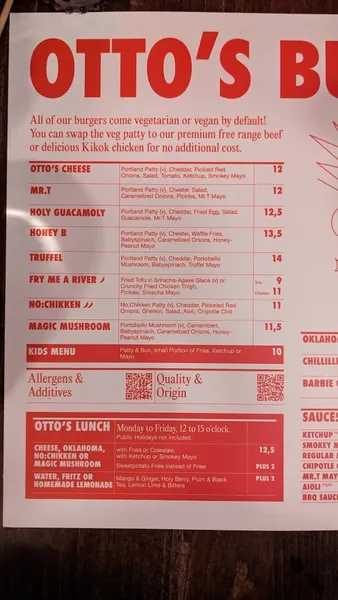 menu 2 of Otto's Burger - Grindelhof