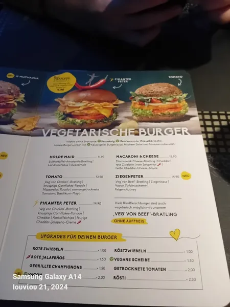 menu 2 of PETER PANE Burgergrill & Bar