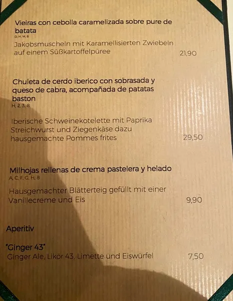 menu 2 of Jose y Josefina