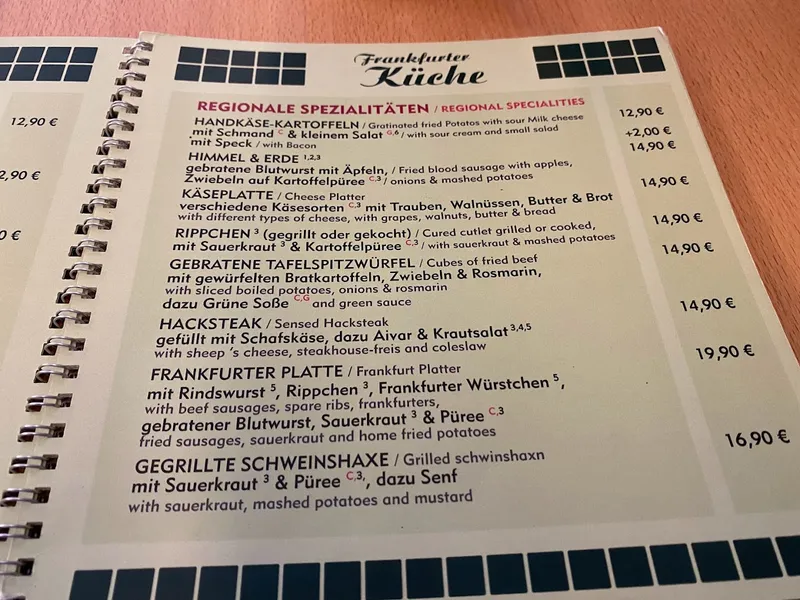 menu 0 of Frankfurter Küche