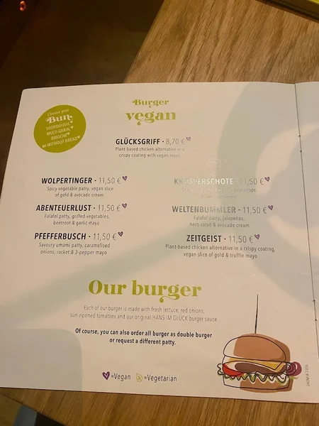 menu 1 of HANS IM GLÜCK - MÜNCHEN Tal
