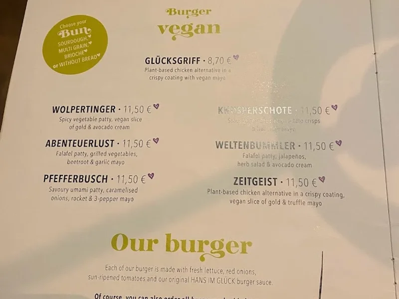 menu 1 of HANS IM GLÜCK - MÜNCHEN Tal