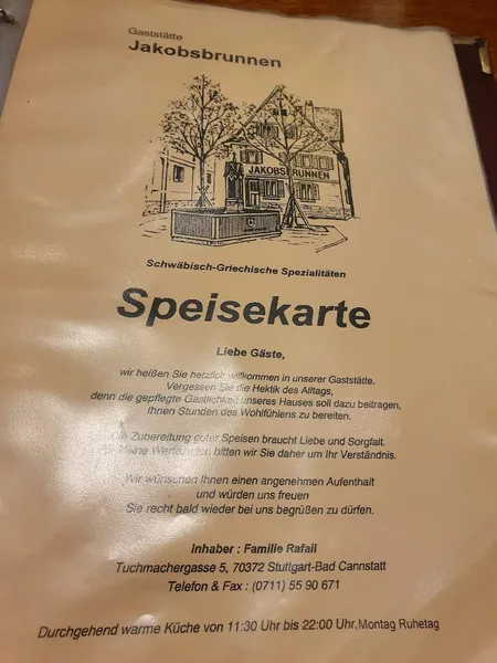 menu 0 of Gaststätte Jakobsbrunnen