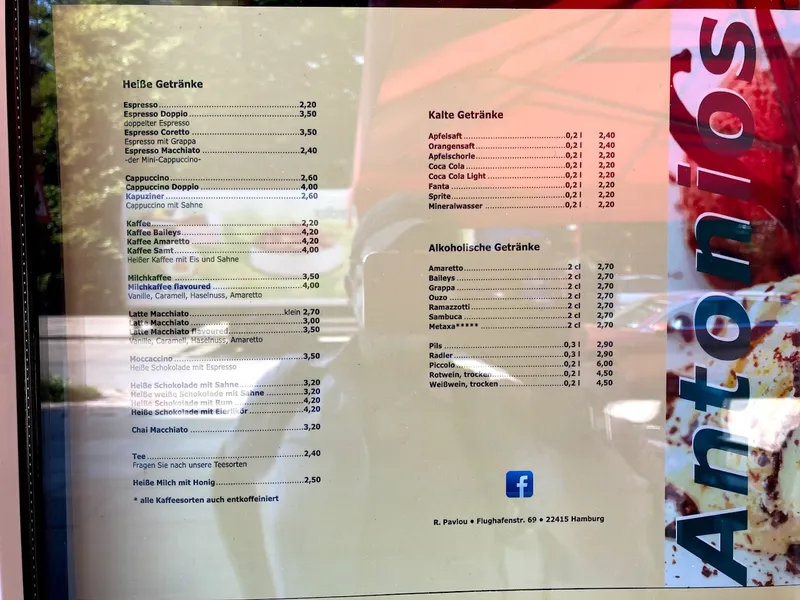 menu 1 of Antonios Eiscafé