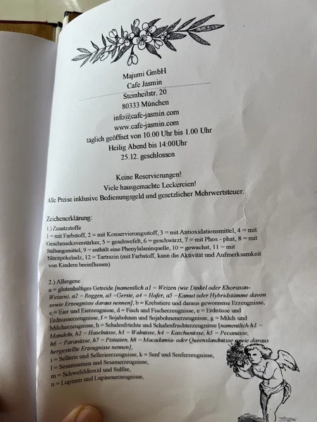 menu 2 of Café Jasmin