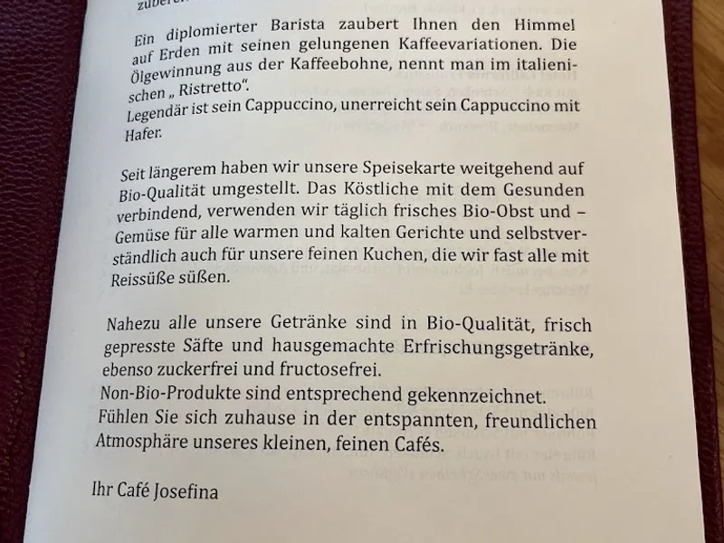 menu 1 of Café Josefina