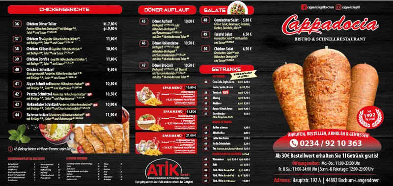 menu 1 of Cappadocia Bistro & Schnellrestaurant