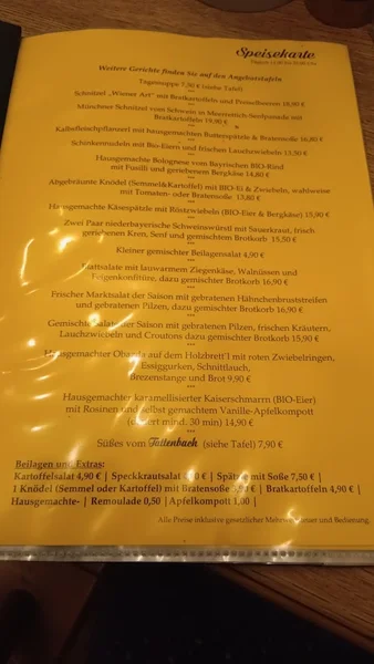 menu 2 of Tattenbach Wirtshaus & Stüberl