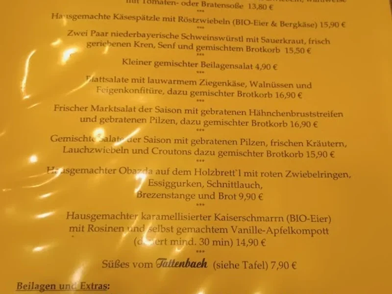 menu 2 of Tattenbach Wirtshaus & Stüberl
