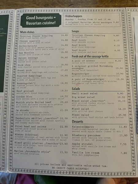 menu 0 of Gasthaus Isarthor