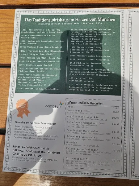 menu 1 of Gasthaus Isarthor