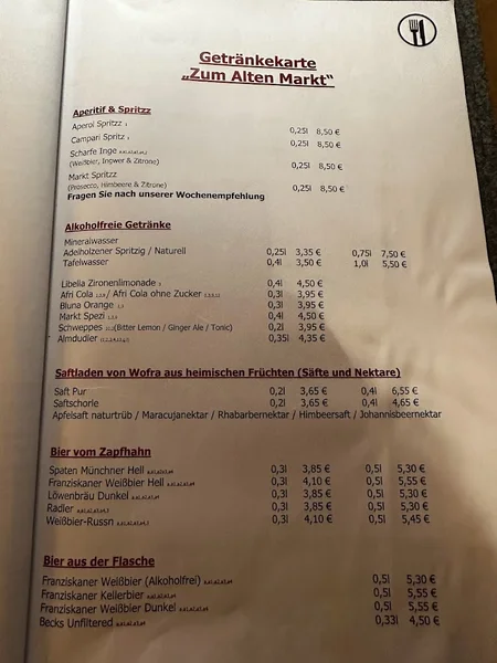 menu 1 of Zum Alten Markt