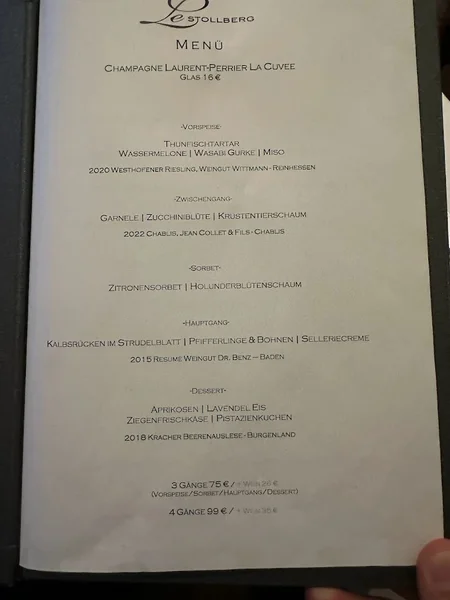 menu 0 of Le Stollberg