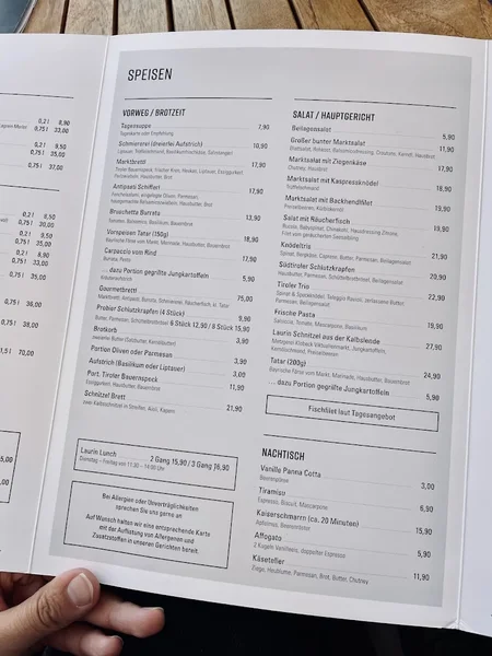 menu 0 of Restaurant Laurin Südtirol