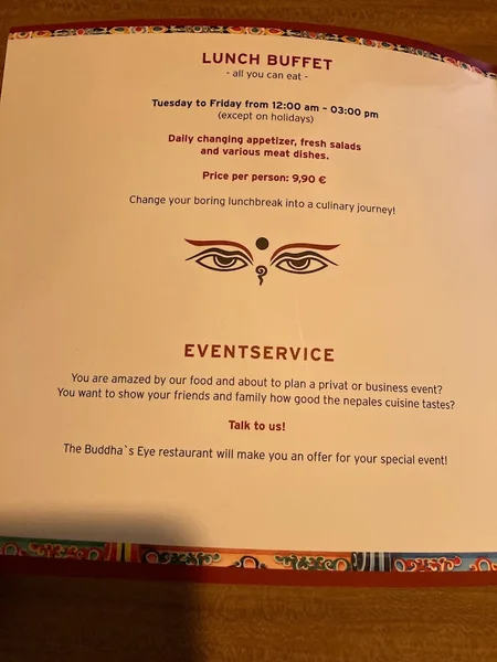 menu 1 of Buddha’s Eye Nepal Tibet Restaurant