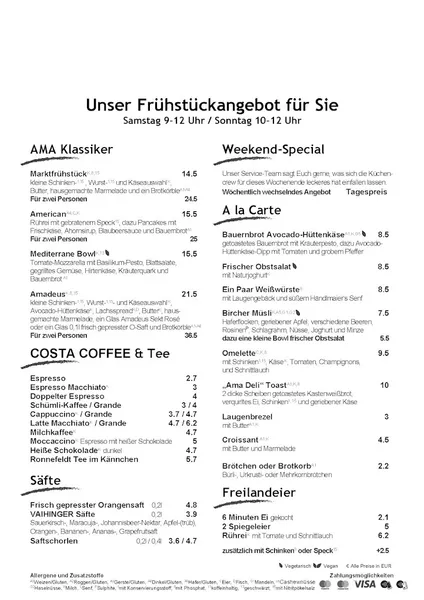 menu 2 of AMADEUS Restaurant & Bar
