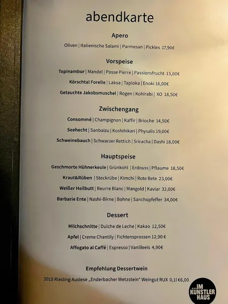 menu 0 of Restaurant Im Künstlerhaus Stuttgart