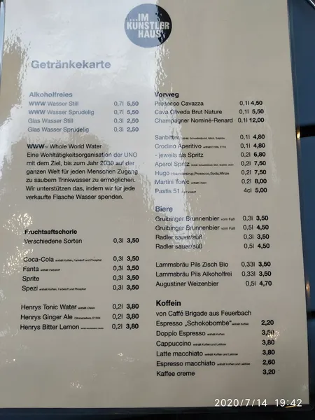 menu 2 of Restaurant Im Künstlerhaus Stuttgart