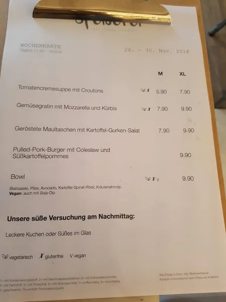 menu 2 of SPEISEREI