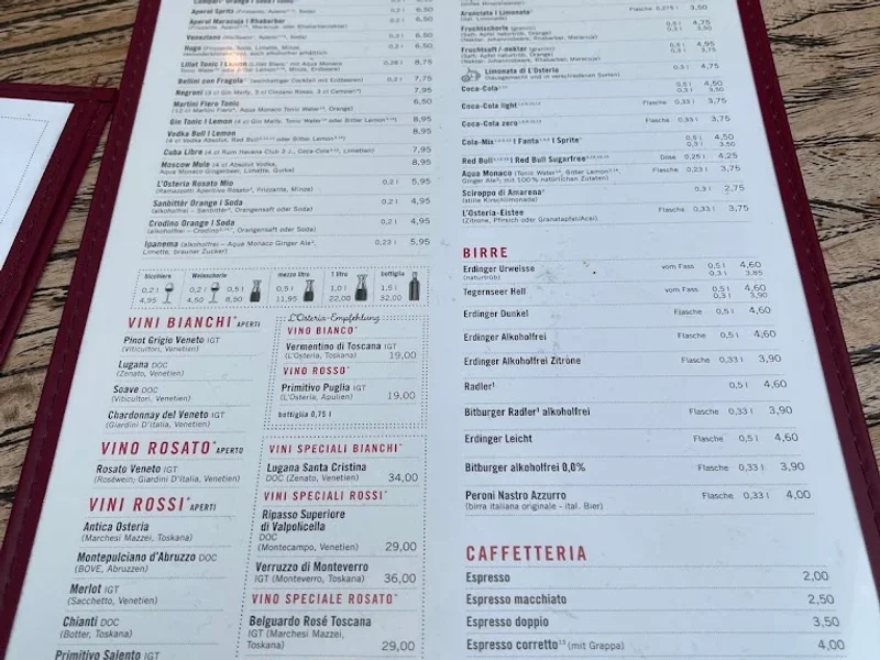 menu 0 of L'Osteria München am Gasteig