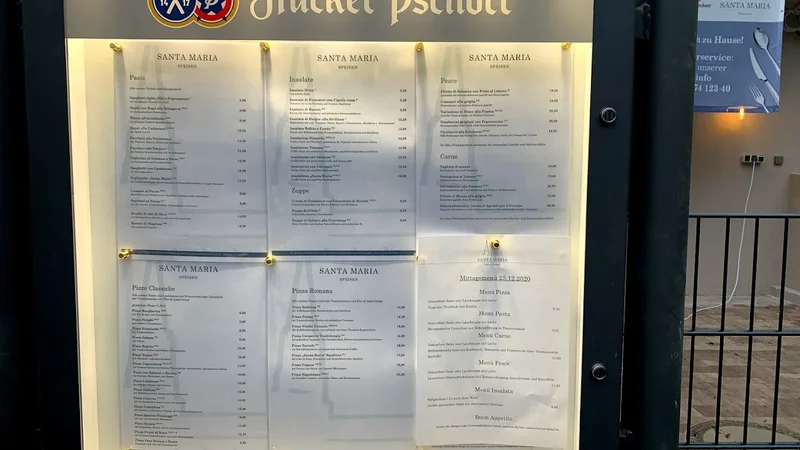 menu 2 of TRATTORIA SANTA MARIA