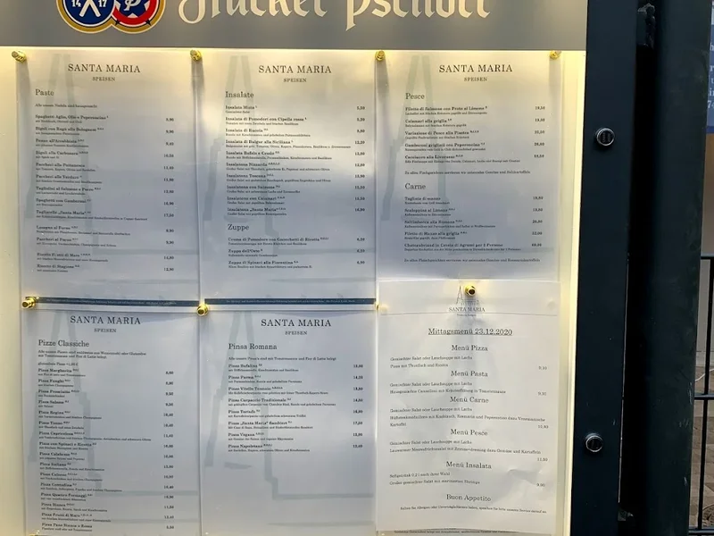 menu 2 of TRATTORIA SANTA MARIA