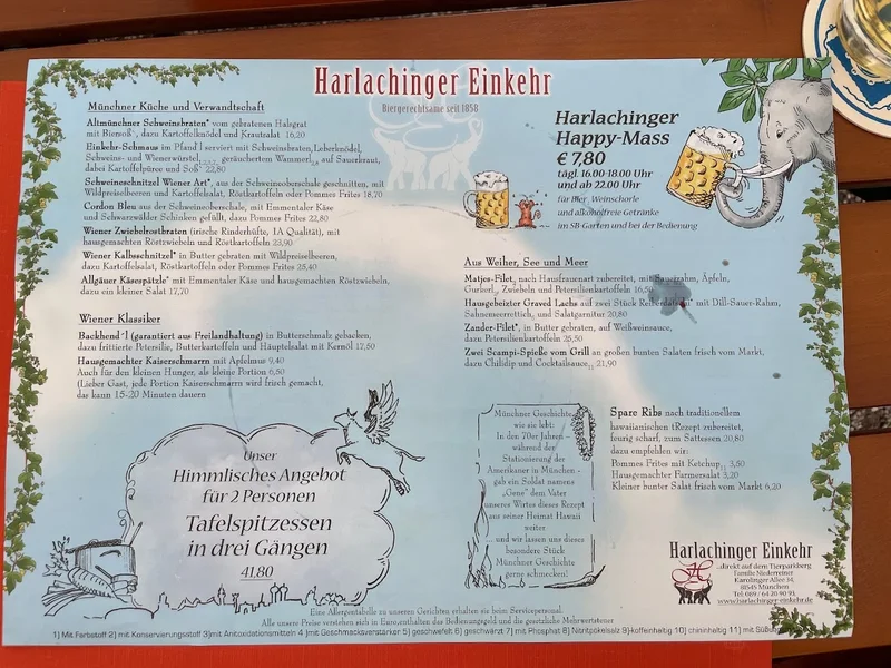 menu 0 of Harlachinger Einkehr
