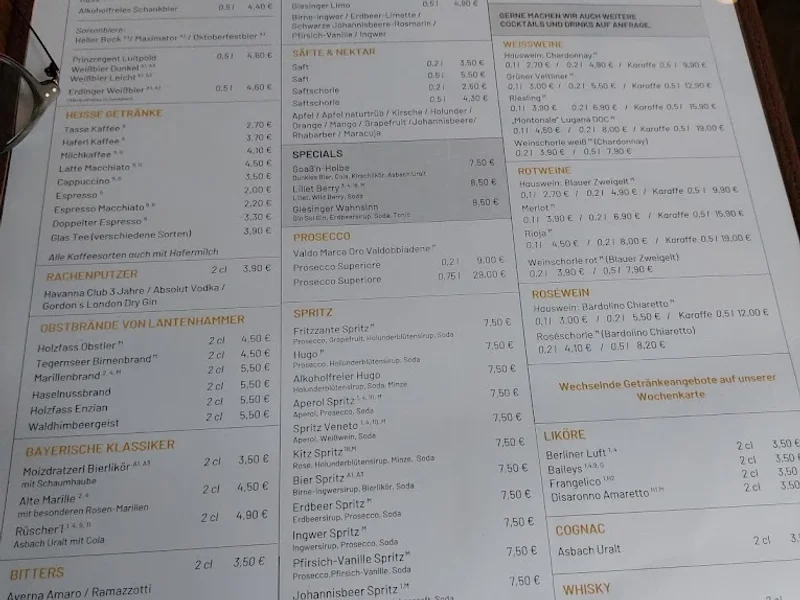 menu 1 of Giesinger Garten