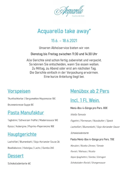 menu 0 of Acquarello