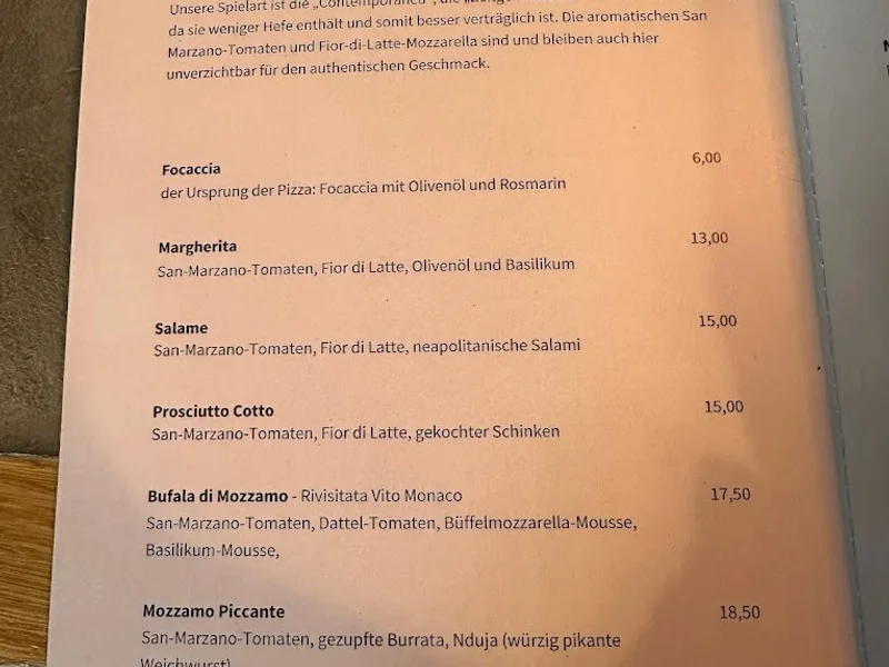 menu 1 of Mozzamo Sendling