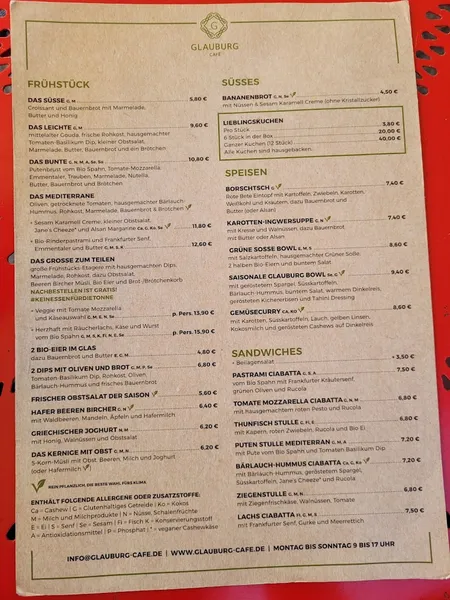 menu 1 of Glauburg Café