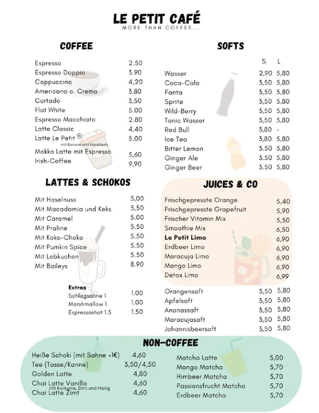 menu 0 of Le Petit Café