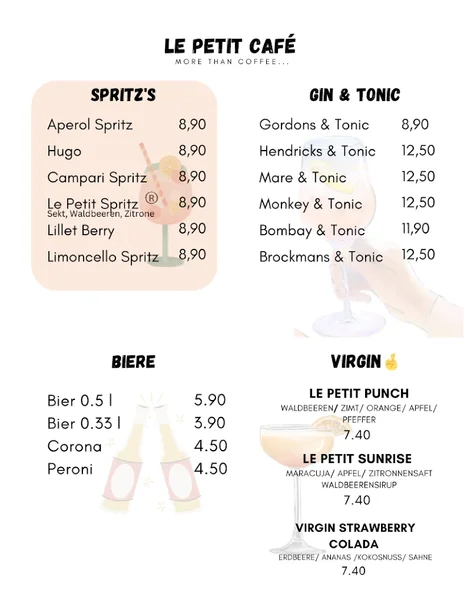 menu 2 of Le Petit Café