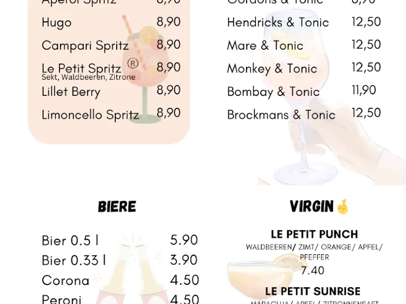 menu 2 of Le Petit Café